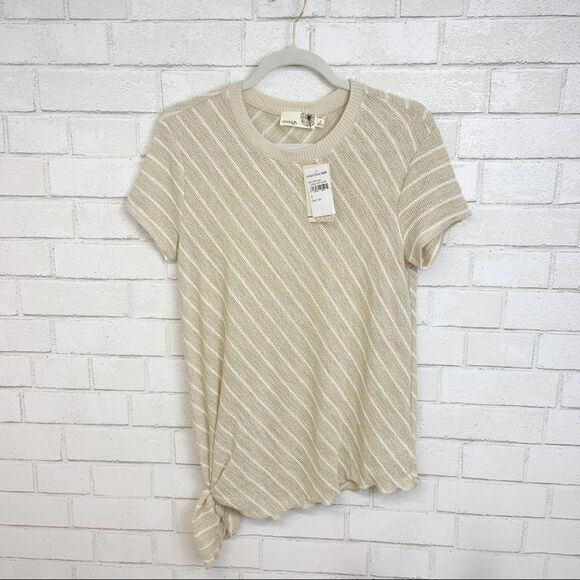NWT Everleigh oatmeal striped knit top, S (Q11) - Picture 1 of 6